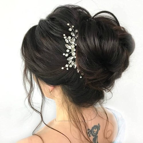 Jeairts Silver Rhinestone Bridal Hair Comb, Crystal Wedding Hair Pieces Sparkly Brides Headpiece Hair Dress Decorative Accessories for Brides and Bridesmaids