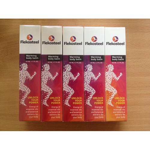 FLEKOSTEEL Body Warming Balm Relief from HIGH Muscle and Joint Load DISCOMFORT. Original Guaranteed from Russia with Hologram. (5 X 50 ML)