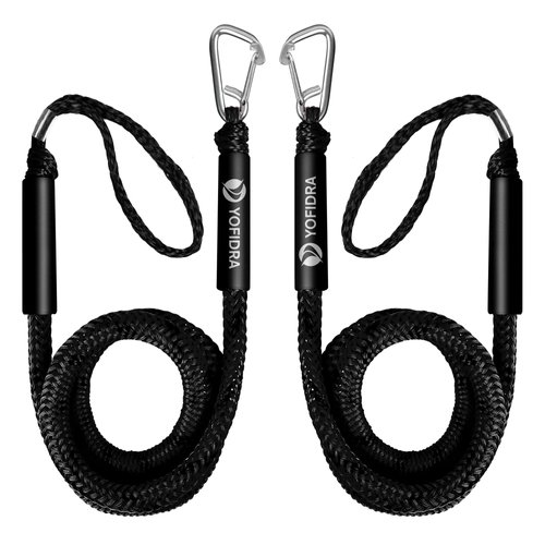 Bungee Dock Line Boat Accessories - Pontoon, Jet Ski, Kayak Accessories with 316 Stainless Steel Clip