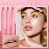 CAHIUYOA 3PCS Nude Matte Lipstick Set Lip Crayon Stick Smooth Velvet Nude Lip Gloss Lip Stain Non-Stick Cup Lip Makeup Lipstick for Women - Set A