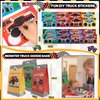 Monster Truck Party Favors Serve 12 including Drinking Straws, Mini Pull Cars, Keychains, Gift Bags, DIY Stickers, Temporary Tattoos, Monster Truck Party Supplies for Kids, Boys, Birthday