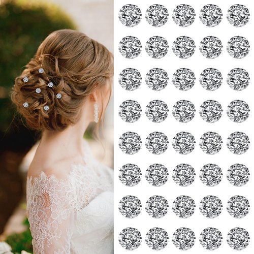 YISSION Hair Clip 40Pcs Mini Rhinestone Sparkly Crystal Hair Pins Small Decorative Wedding Hair Barrettes Silver Bridal Hair Accessories for Girls Women