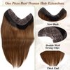 Seamless Clip in Hair Extensions Real Human Hair, 22 Inch 100G Ombre Natural Black to Brown Human Hair Clip ins Extensions One Piece V Shaped Clip in Human Hair Extensions Clip ins for Black Women