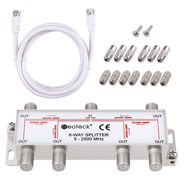 Neoteck 6-Way Coax Cable Splitter MoCA 5-2500MHz, Coaxial Splitter