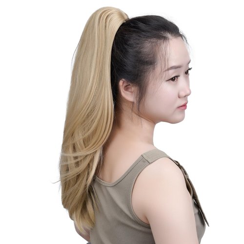 SYXLCYGG Clip in Ponytail Hair Clip Claw Blonde Ponytails Extension Straight 18" 4.3 OZ Synthetic Like Real Fake Hair piece Yaki Easy To Use Fluffy Yaki