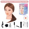 Mannequin Head with 100% Human Hair, MYSWEETY 18" Real Hair Manikin Doll Head for Hair Styling, Cosmetology Mannequin Hairdressing Practice Training Head with Clamp Holder and Tools(Black, Makeup)