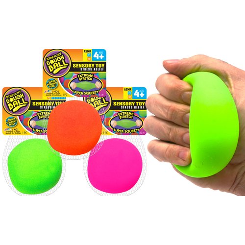 JA-RU Stretchy Dough Ball Squishy Toys (3 Pack ) Neon Color Sensory Fidget Toys for Kids. Stress Relief Hand Therapy. Office Desk Squeeze Ball. Bulk Toys 401-3p