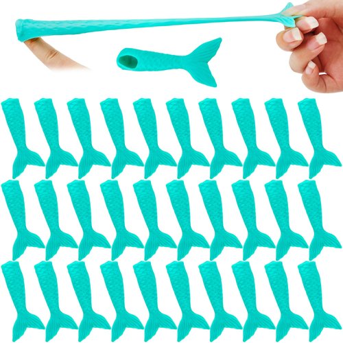 Hoarost 32 Pieces Mermaid Tail Slingshots Finger Slingshot Toys Flick Stretchable Rubber Mermaid ...
