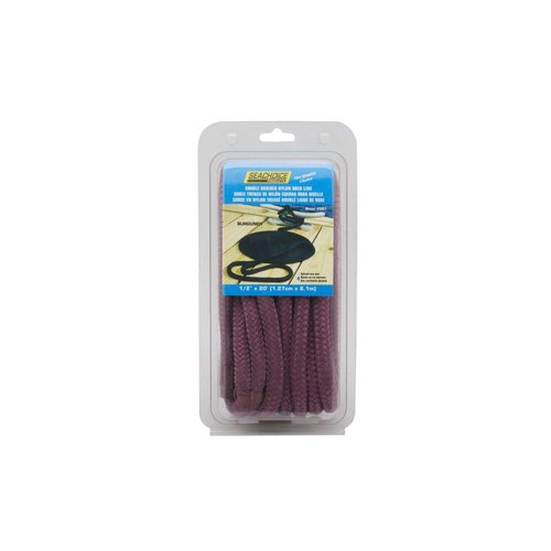 Seachoice Double-Braid Nylon Dock Line w/Eye Splice, Pre-Shrunk, Heat Stabilized, 1/2 in. X 20 Ft., Burgundy