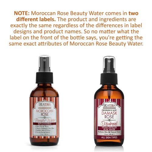 Shea Terra Organics Beauty Water, Toner & Face Mist – Moroccan Damask Rose Hydrosol | Natural Daily Hydrating Toner with Anti-Aging Rose Distillate to Moisturize & Soothe Dry, Inflamed Skin – 4 oz
