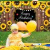 Sunflower Happy Birthday Party Decorations Rustic Wood Photography Butterfly Sunflower backdrop Banner Background for Indoor Outdoor Birthday Party Baby Shower Decor Supplies
