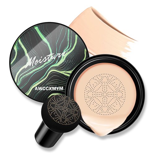 AWCCXMYM CC Cream Cushion Foundation Full Coverage Foundation Matte Moisturizing Concealer BB Cream Foundation Makeup with Mushroom Head for Glowing Flawless Skin Radiance 04#Nude