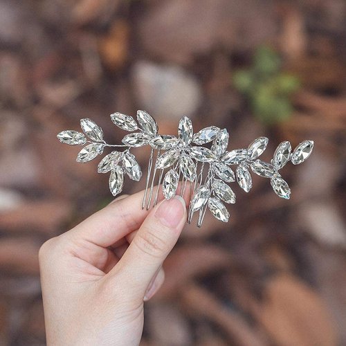 Evild Wedding Hair Comb Silver Rhinestone Bride Hair Side Comb Bridal Hair Clips Headpieces for Bride and Bridesmaids
