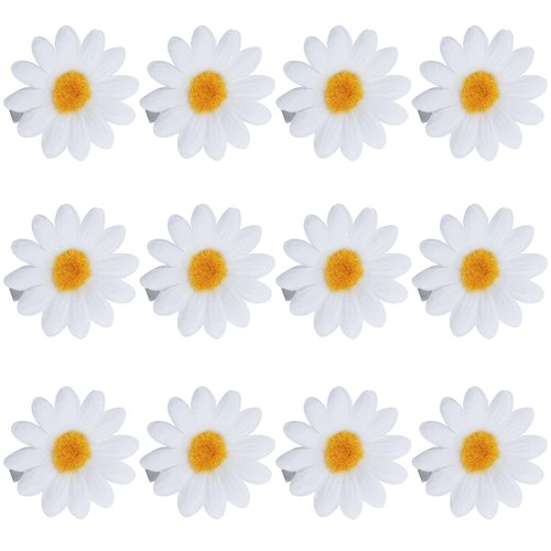 Framendino, 12 Pack Daisy Hair Clips Daisy Flower Clips Flower Hair Barrettes Hair Pins for Wedding Hair Accessories