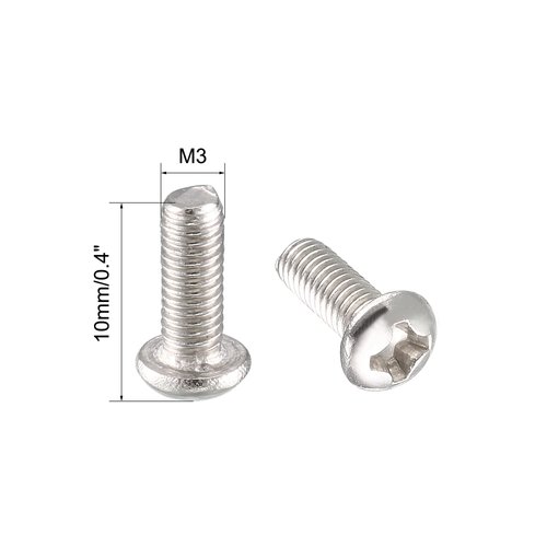 uxcell M3x8mm Stainless Steel Phillips Round Pan Head Machine Screws (Pack of 100)