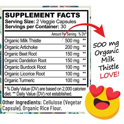 Hippie Farms Liver Cleanse Support Supplement w Milk Thistle - Nature's Secret Agent Blend - 60 Vegan Capsules