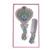 Nerien Vintage Peacock Metal Mirror Comb Set Antique Heart-shaped Handheld Vanity Mirror Comb Set Antique pewter