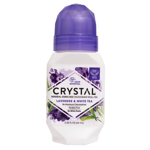 Crystal Mineral Deodorant Roll-On, Lavender &amp; White Tea, Purple, 2.25 Fl Oz