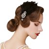 SWEETV 1920s Feather Headpiece Flapper Headband, Roaring 20s Hair Accessories Great Gatsby Hair Clip Black