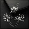 SWEETV Flower Beaded Wedding Hair Pins Rhinestone Bridal Hair Accessories decorative for Brides and Bridesmaid(Pack of 3), Silver