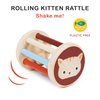 Mentari Toys - Rolling Kitten Rattle - Wooden Rolling Rattle for Babies - Montessori Baby Sensory Toy - Boost Gross Motor Skills - Baby First Toy, Baby Shower Gift - Age Birth+