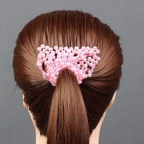 FXQHAN Easy Stretch Beaded Hair Combs Double Magic Slide Metal Comb Clip Hairpins for Women Hair Styling (Grey)