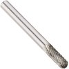 Drill America SC-1 Carbide Burr/Rotary File Cylindrical Radius-End Double Cut for Die Grinder 1/4" Dia. x 1/2" Cut Length with 1/4" Shank and 6" Overall Length, DUL Series