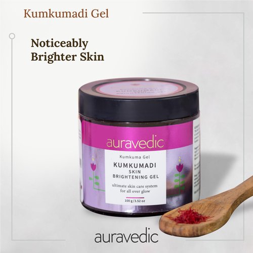 Auravedic Kumkumadi Gel | Saffron Infused Face Moisturizer to Revive Dull Skin | Long Lasting Hydration for All Skin Types | Natural Skin Illuminator | 3.53 Oz/100g