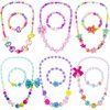 BigOtters Little Girls Necklace Bracelet, 6 Sets Lovely Colorful Beads Jewelry Princess Dress up for Toddlers Pretend Play Party Costume，Easter Eggs Stuffers Kids Easter Gift
