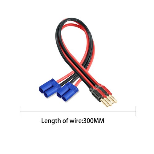 Laisomeke 2 Pack EC3 Male Plug Connector to 4mm Banana Male Connector Plug Bullet Adapter with 11.8 inch 12AWG Cable, RC Balance Charge Cable for RC Helicopter Vehicle Toys,Quadcopter Car