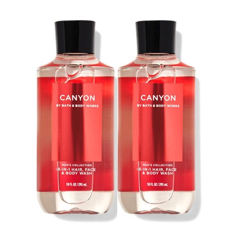 Bath & Body Works and Body Works For Men Canyon 3-in-1 Hair, Face & Body Wash - Value Pack lot of 2 - Full Size (Canyon) 10 Fl Oz (Pack of 2) 20.0 fluid_ounces