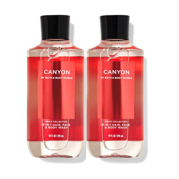 Bath & Body Works and Body Works For Men Canyon 3-in-1 Hair, Face & Body Wash - Value Pack lot of 2 - Full Size (Canyon) 10 Fl Oz (Pack of 2) 20.0 fluid_ounces