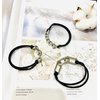 3 PCS Bracelet Hair Ties for Women with Beige Black Elastic Hair Ropes Ponytail Holder 2 in 1 No Crease Hair Bands Gold Silver Metal Hair Ring(Color B)
