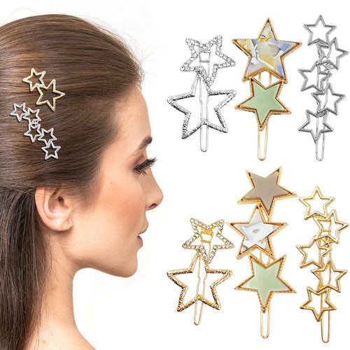 Elegant Rhinestone Vintage Cluster Metal Hair Barrettes, Non-Slip Hollow Solid Headpieces for Wom...