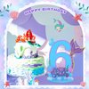 Wonderjune Mermaid Birthday Number Sign Centerpiece for Girls Wooden Mermaid Party Number Table Sign Decoration Mermaid Party Supplies for Birthday Anniversary(Number 6)