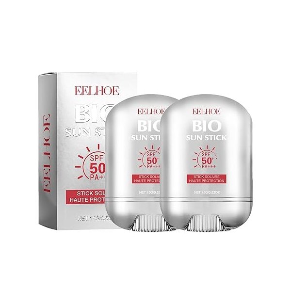 DEERELF 2 Pcs Bio Sun Stick SPF50, Unisex Beach Defense Water-Resistant Sunscreen Stick, Refreshing Non Greasy, Easy to Apply