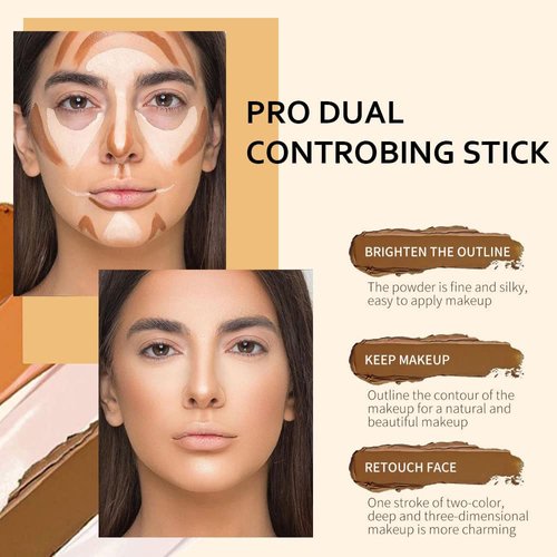 evpct 4 Colors Contour Stick Makeup Set Concealer Stick Cream Contouring Contour Palette Makeup Kit for Beginners Nose Bronzer Stick Liquid Contour Face Highlighter Makeup contorno maquillaje 01+03