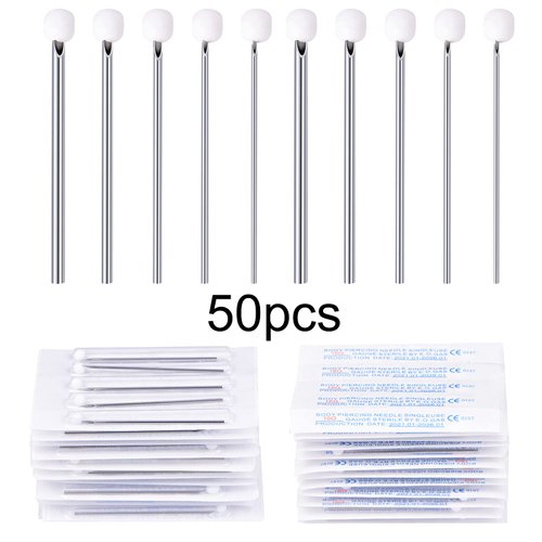 50PCS Mixed Body Piercing Needles,12G 14G 16G 18G 20G Sterilized Stainless Steel Ear Nose Piercing Needles For All Body Piercing