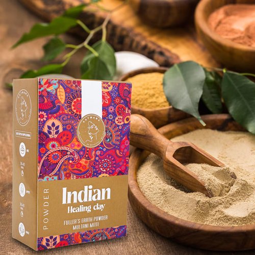 AATMANA Fullers Earth Powder | Multani Mitti | Indian Healing Clay | Deep Skin Pore Purifying Face Mask Skin care & Dirt Remover - 100g