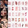 30 Sheets Halloween Temporary Tattoos Zombie Tattoos Fake Scars with Fake Blood Waterproof Fake Bloody Wound Stitch Scar Scab Zombie Makeup Halloween Party Cosplay