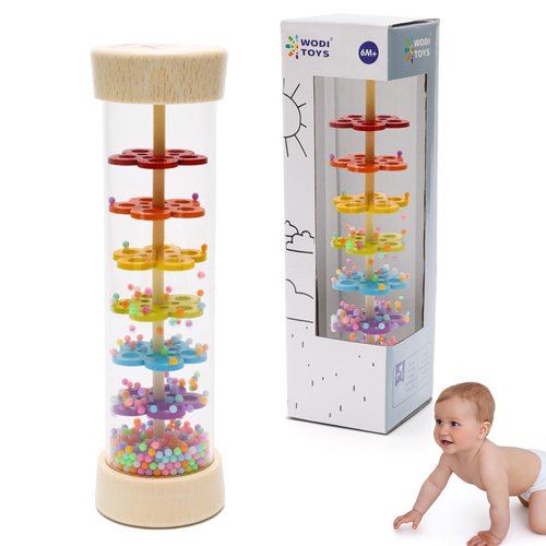 COITEK Baby Rain Stick, 7.7’’ Rain Stick Baby Toy for 3-6-12 Months, Wooden Rain Sticks for Babies, Rain Stick Rattle Shaker Infant Toys,Infant Muscial Montessori Toys for Babies 6-12 Months