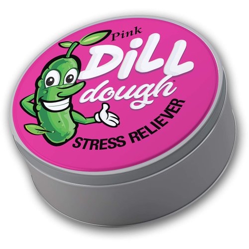 Pink Dill Dough Stress Reliever - Happy Pickle Design - Therapy Putty for Women - Dill Infused, Glow-in-The-Dark
