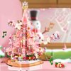 YILETKC Pink Crystal Christmas Tree Building Block Set, 675 PCS Christmas Music Box Bricks Model Kit, Construction Toy for Adults Girls