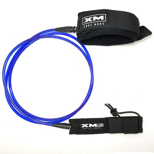 XM SURF MORE Knee/Calf Surfboard Leash 12ft., Regular Cord Thickness (.270 in.), Choose Length and Color, Key Pocket, Unbreakable Swivels, Detachable Railsaver, Made in USA