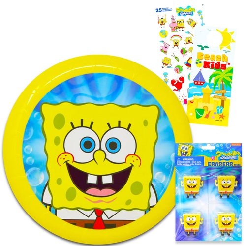 Spongebob Playset Spongebob Toy Bundle - 4 Pc Spongebob Activity Set with Spongebob Frisbee, Coloring Book, Figure Eraser, and More | Spongebob Game