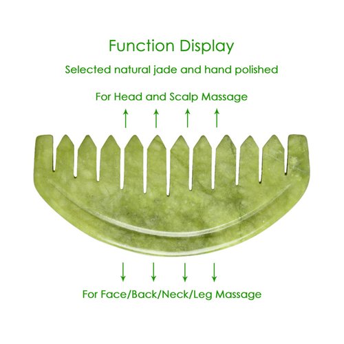 TEONEI Jade Head Comb Massage,Natural Jade Stone Head Therapy Massage Comb,Jade Hair Comb Scalp Massager Comb Scalp Care Massage Tool (3.14X1.57X0.16inch)
