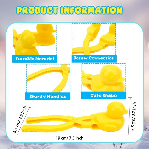 Fahacop 8 Pcs Snowball Maker Clips with Handle Duck Snowman Heart Football Shape Snowball Maker Toys for Kids Adults Winter Snow Fight Games Beach Sand Castle
