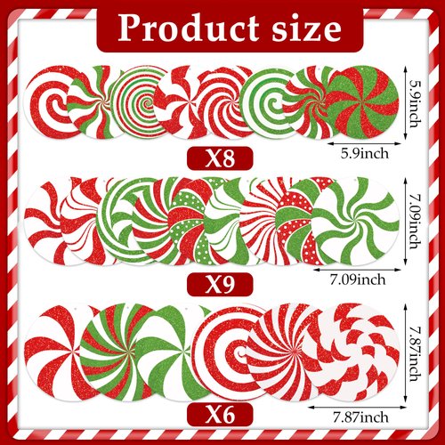 66 Pcs Christmas Candy Hanging Swirls Candy Cane Ceiling Swirls Decoration Xmas Red Green Candy Hanging Streamers for Xmas Holiday Party Home Classroom Decor