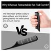RHOS Carbon Retractable Rat Tail Comb for Parting, Portable Fine Tooth Teasing Comb for Styling, Hair Cutting, Braiding-Stainless Steel Pin Tail Teasing Comb, Black