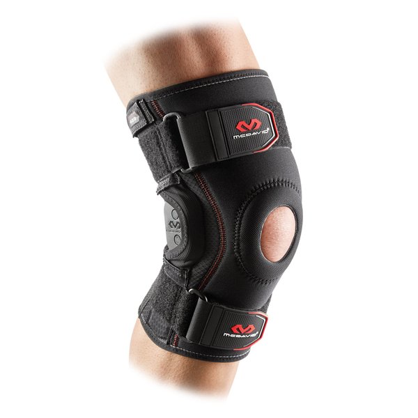 McDavid Knee Brace, Maximum Support with Polycentric Hinges & Cross Straps, Comfortable Compression & Extra Stability, Black, M